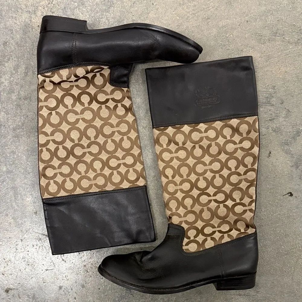 Vintage Coach Black and Brown Patterned Boots